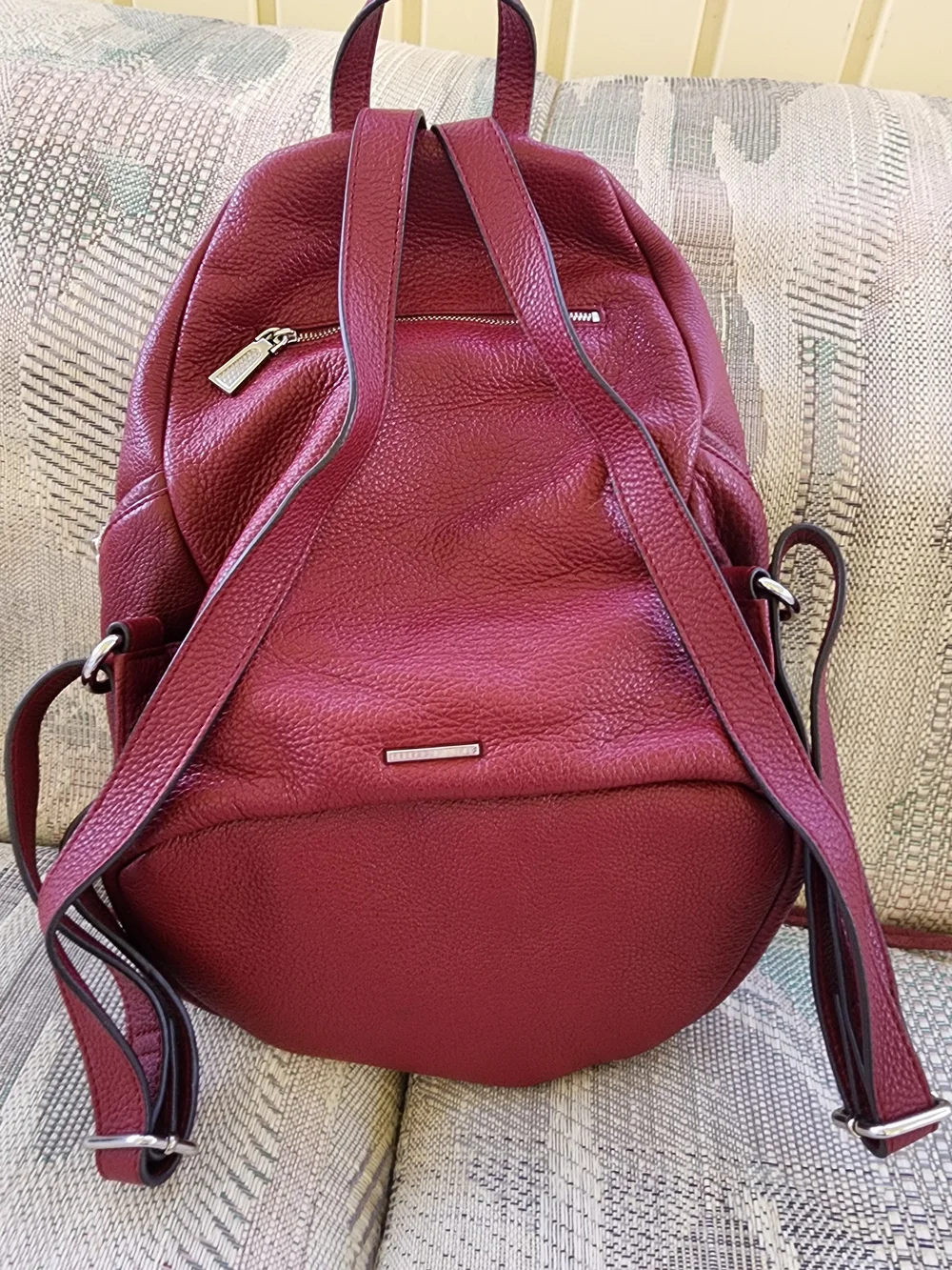 Rebecca Minkoff Burgundy Pebbled Leather Backpack